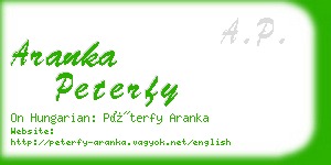 aranka peterfy business card